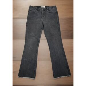 Free People Jeans Womens 27 Black Mid Rise Stretch Straight Frayed Ladies 27x26